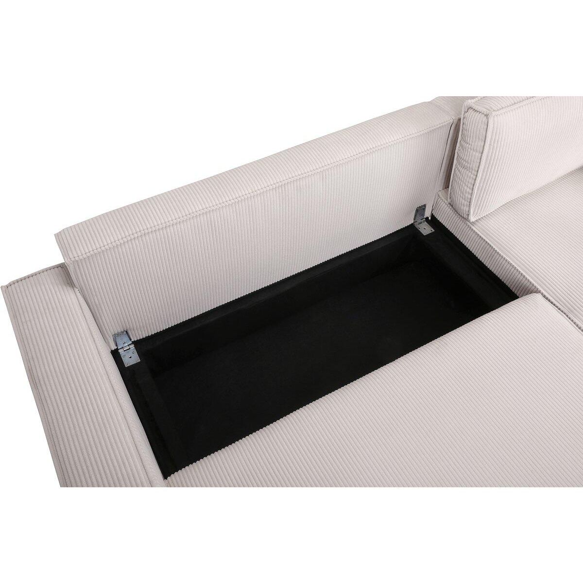 Habitat et Jardin Canapé d'angle en velours côtelé  Montaigne S  - 3 places - Beige