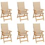 Voir la diapositive 1 : VIDAXL Chaises de jardin lot de 6 avec coussins beige Bois teck massif