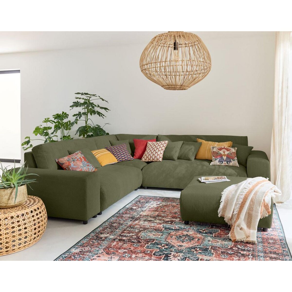 LISA DESIGN Garance - canapé modulable d'angle gauche - 5 places - en velours côtelé