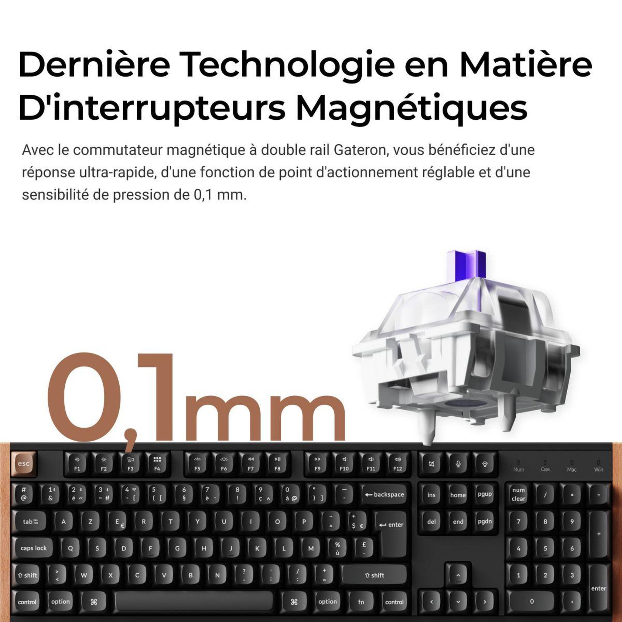 Voir la diapositive 2 : KEYCHRON Clavier gamer sans fil K10 HE Wireless Magnetic Switch