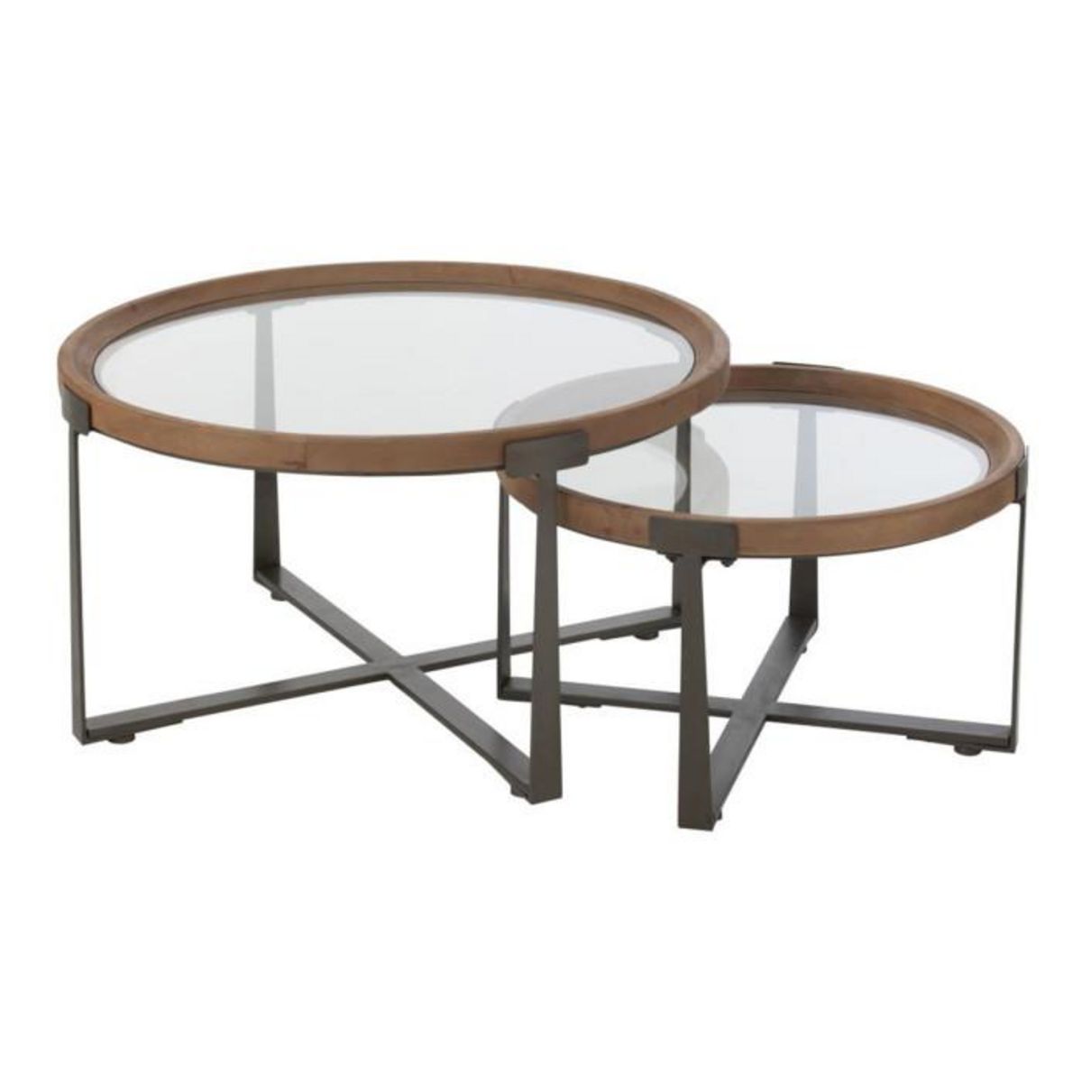 Paris Prix Lot de 2 Tables Basses en Verre  Luki  80cm Naturel