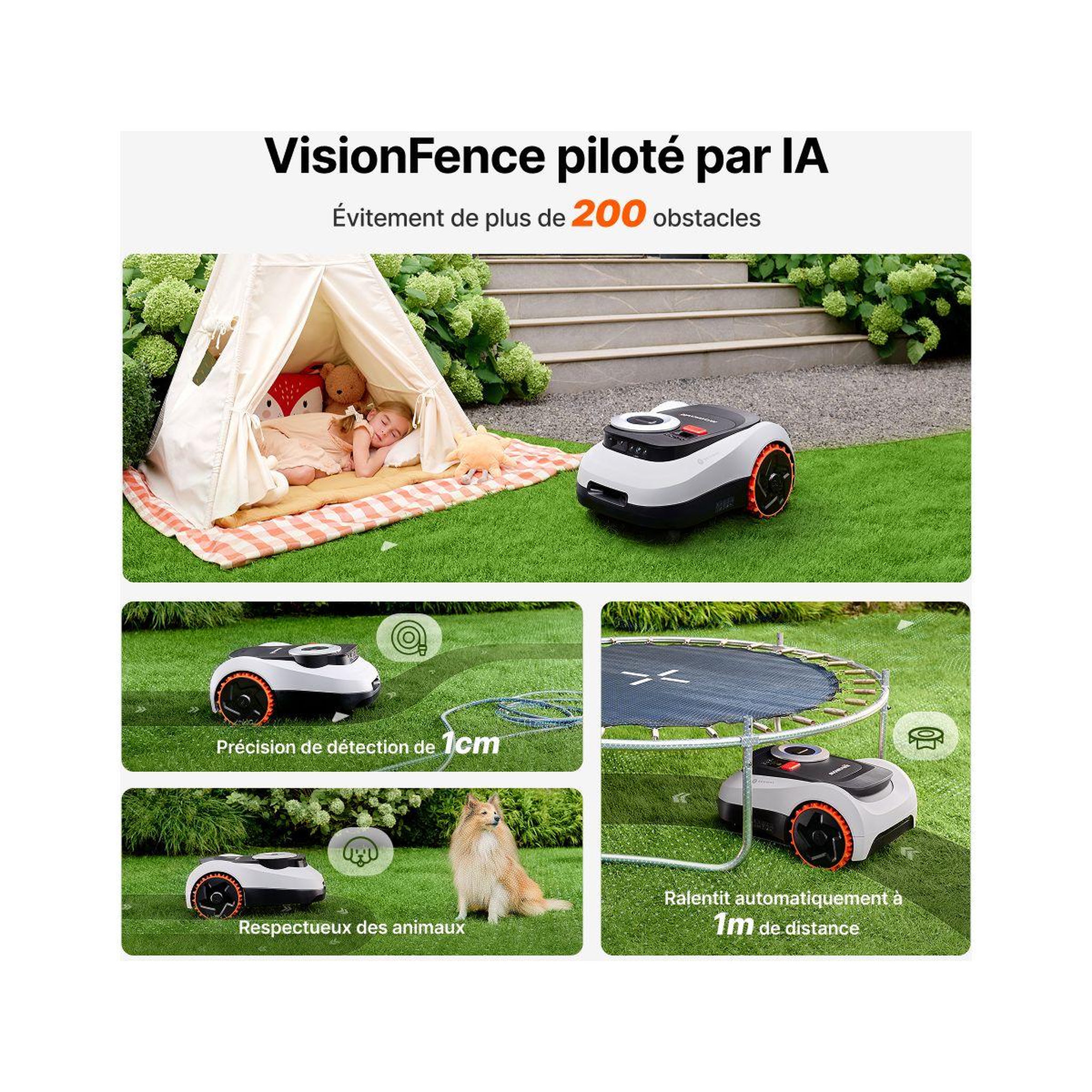 Voir la diapositive 5 : NAVIMOW Robot tondeuse i210 LiDAR - sans fil périphérique ni antenne, Pentes 45%, Cartographie auto, caméra, LiDAR, 1000m²