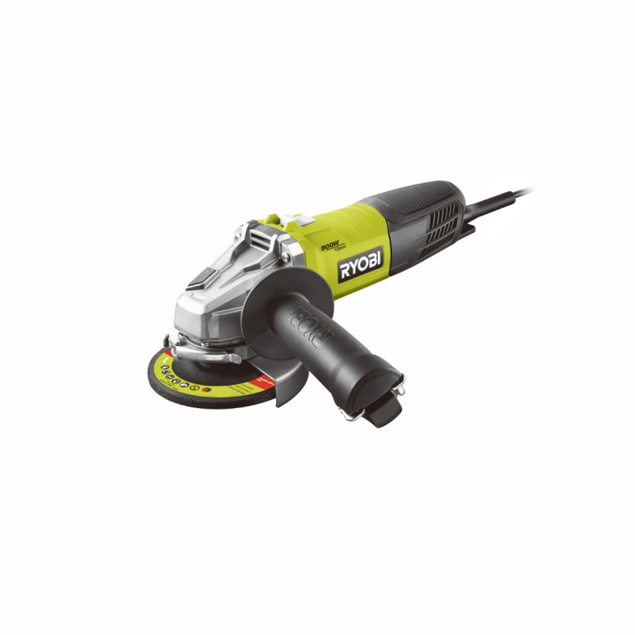 Voir la diapositive 2 : Ryobi Meuleuse d'angle RYOBI 800W 125mm - 1 disque diamant - 5 disques à ébarber - Toolbox RAG800-125TA6