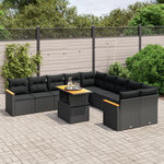 VIDAXL Salon de jardin 11 pcs avec coussins noir resine tressee