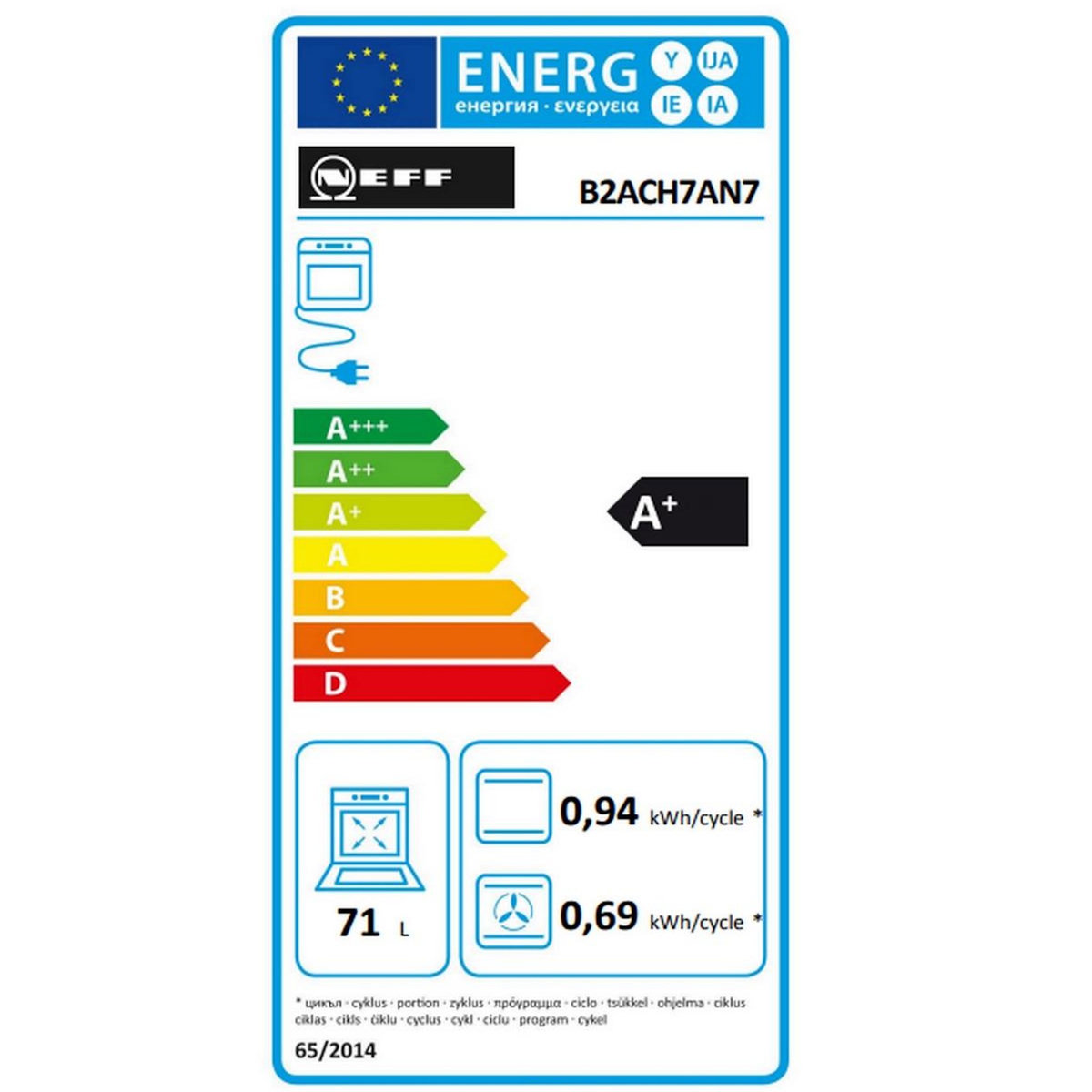 Neff Four intégrable multifonction 71l 60cm pyrolyse - B2ACH7AN7