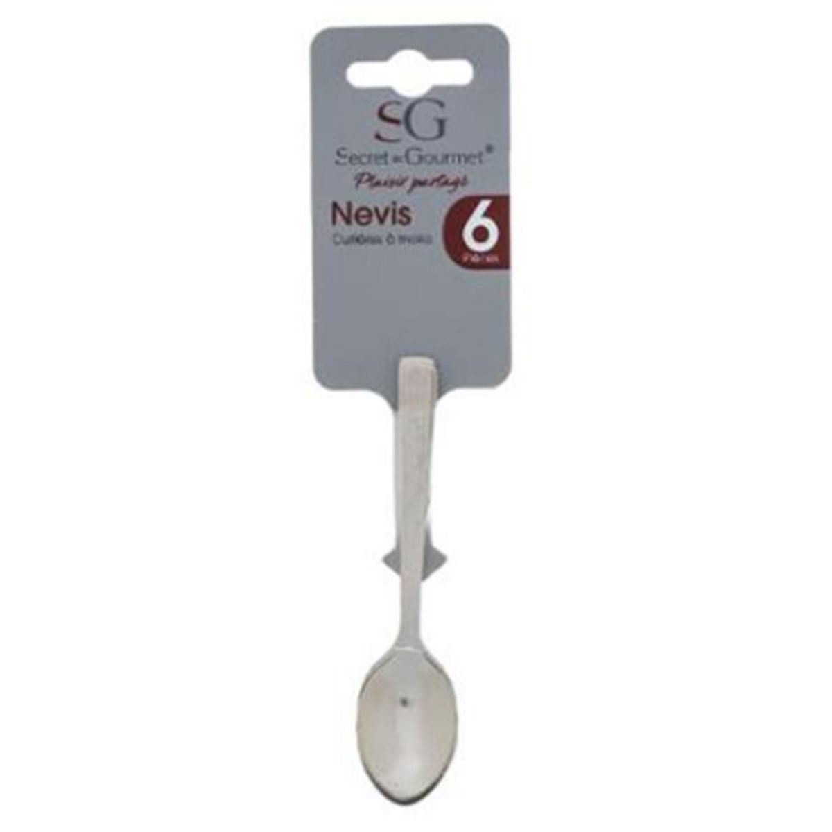 SECRET DE GOURMET Lot de 6 Cuillères à Café  Nevis  9cm Argent
