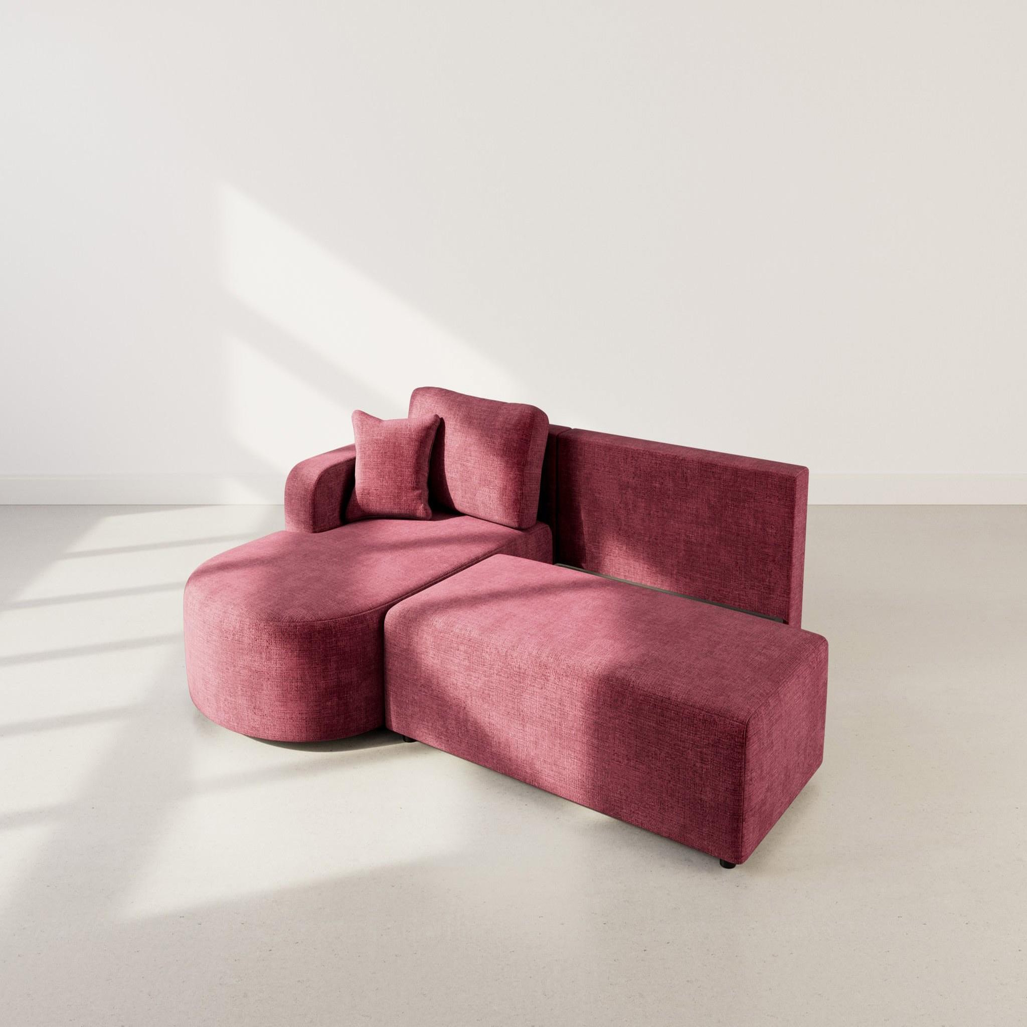 Voir la diapositive 3 : BEST MOBILIER Miro - canapé d'angle gauche 4 places convertible avec coffre en velours texturé