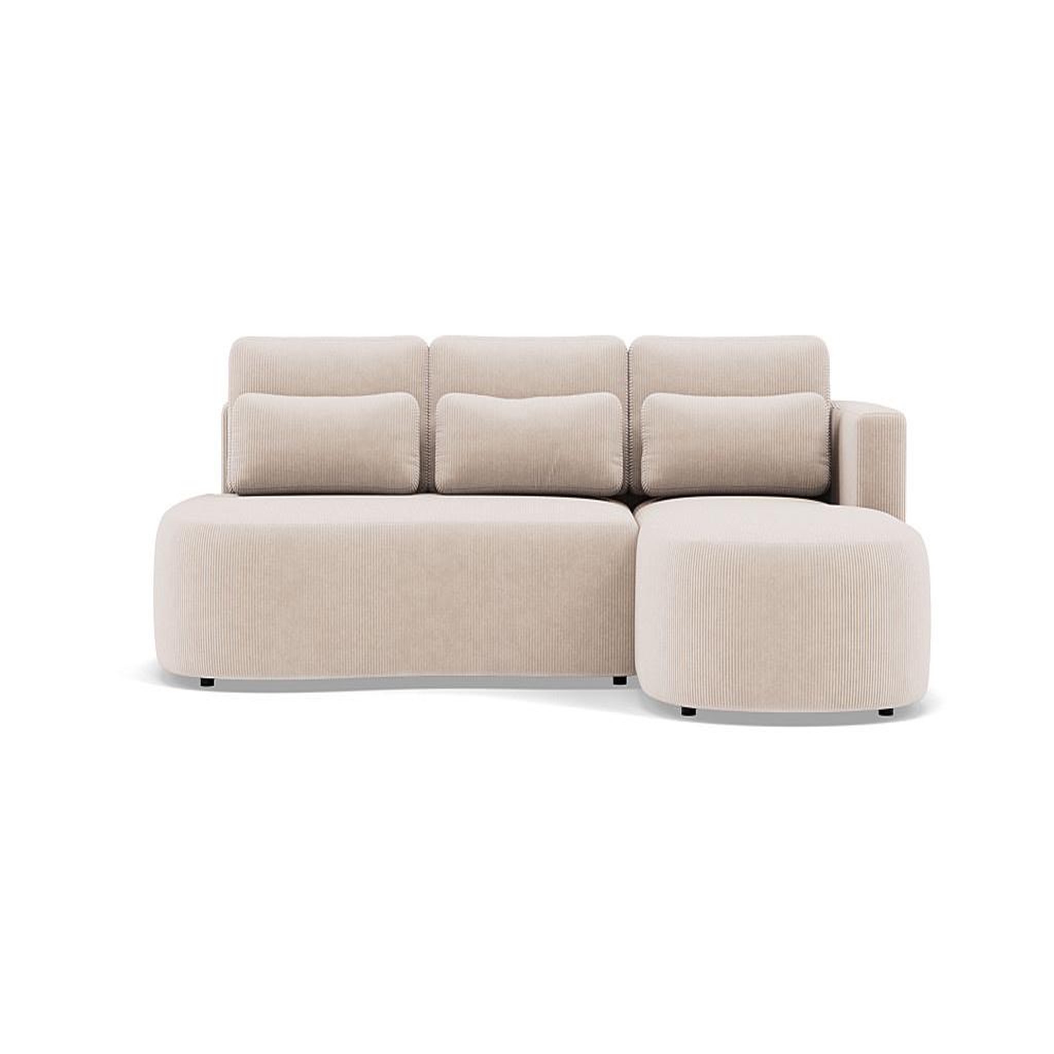 Voir la diapositive 1 : BEST MOBILIER Mahina - canapé d'angle droit 4 places convertible avec coffre en velours côtelé