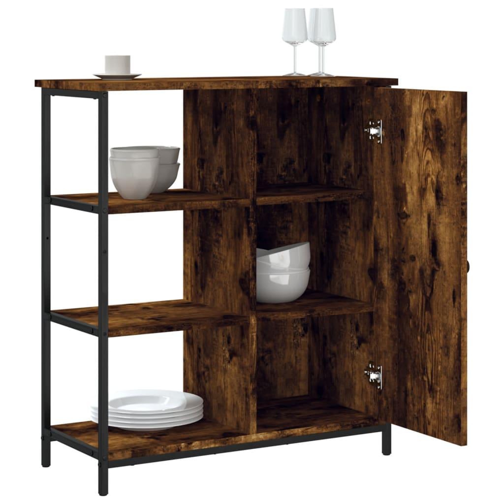 Voir la diapositive 4 : VIDAXL Buffet chene fume 70x30x80 cm bois d'ingenierie