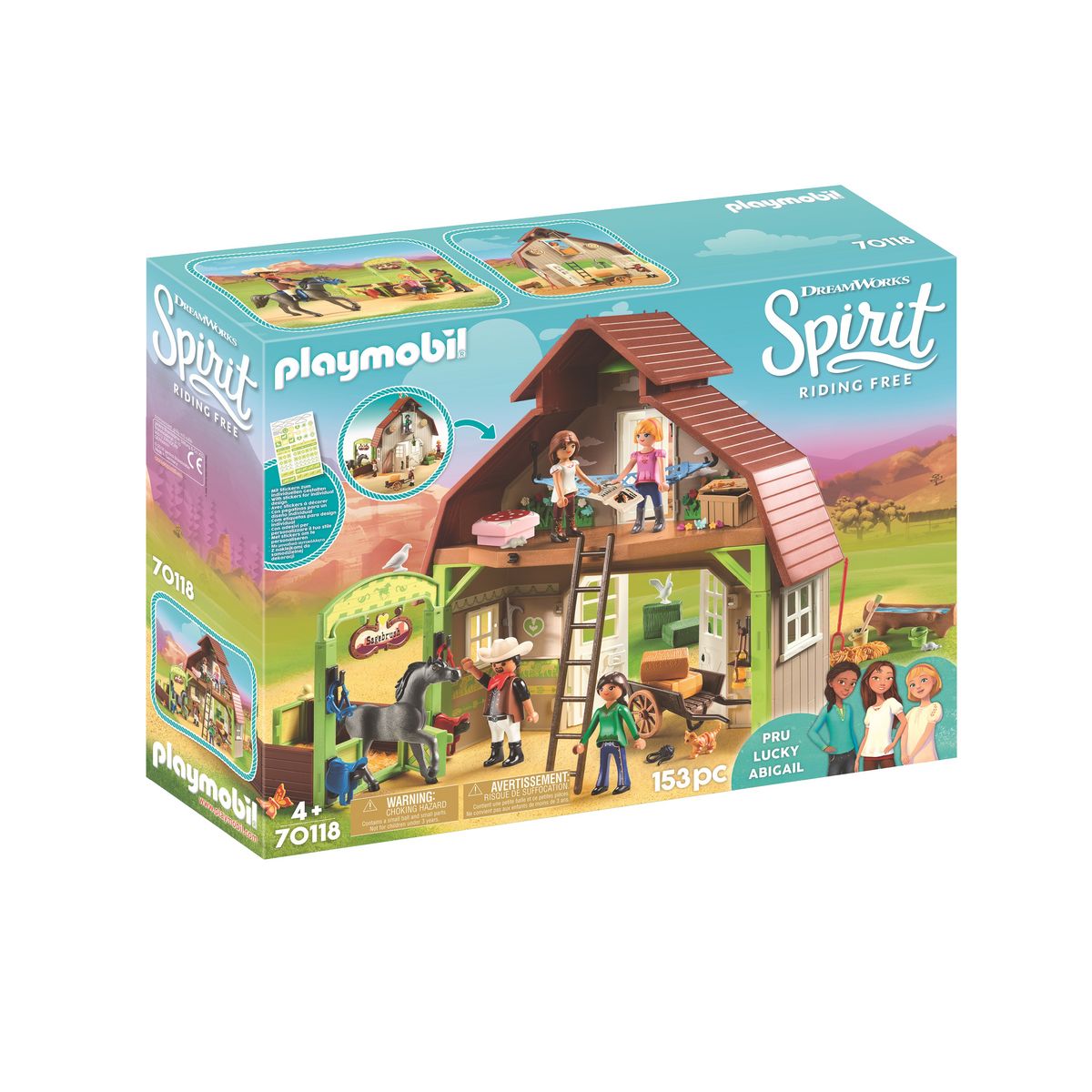 PLAYMOBIL 70118 - Spirit - Grange avec Lucky, Apo, Abigaëlle 