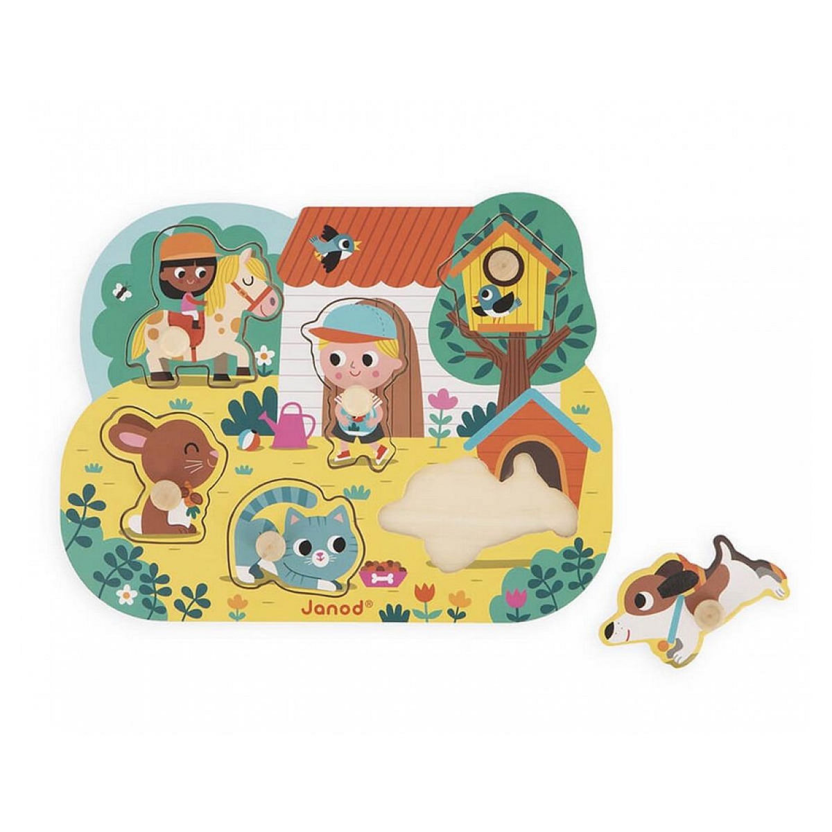 Juratoys-Janod Puzzle en Bois 6 Pièces : Aventure à la Ferme
