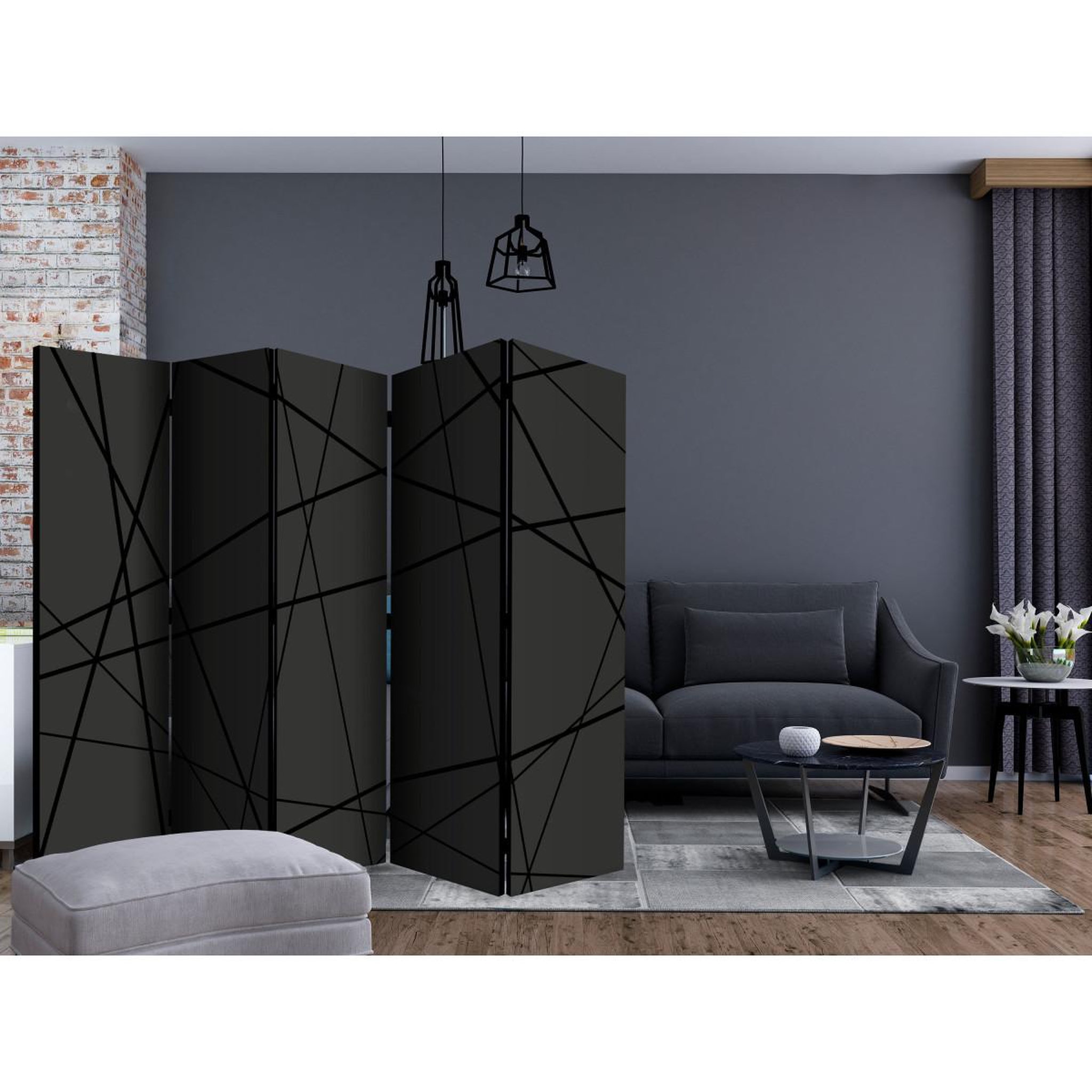 Voir la diapositive 2 : Paris Prix Paravent 5 volets  dark intersection  172x225cm