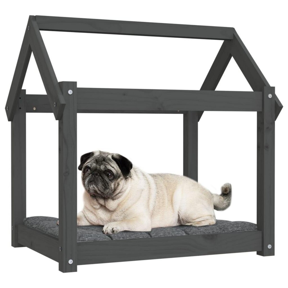 VIDAXL Lit pour chien Gris 71x55x70 cm Bois de pin solide