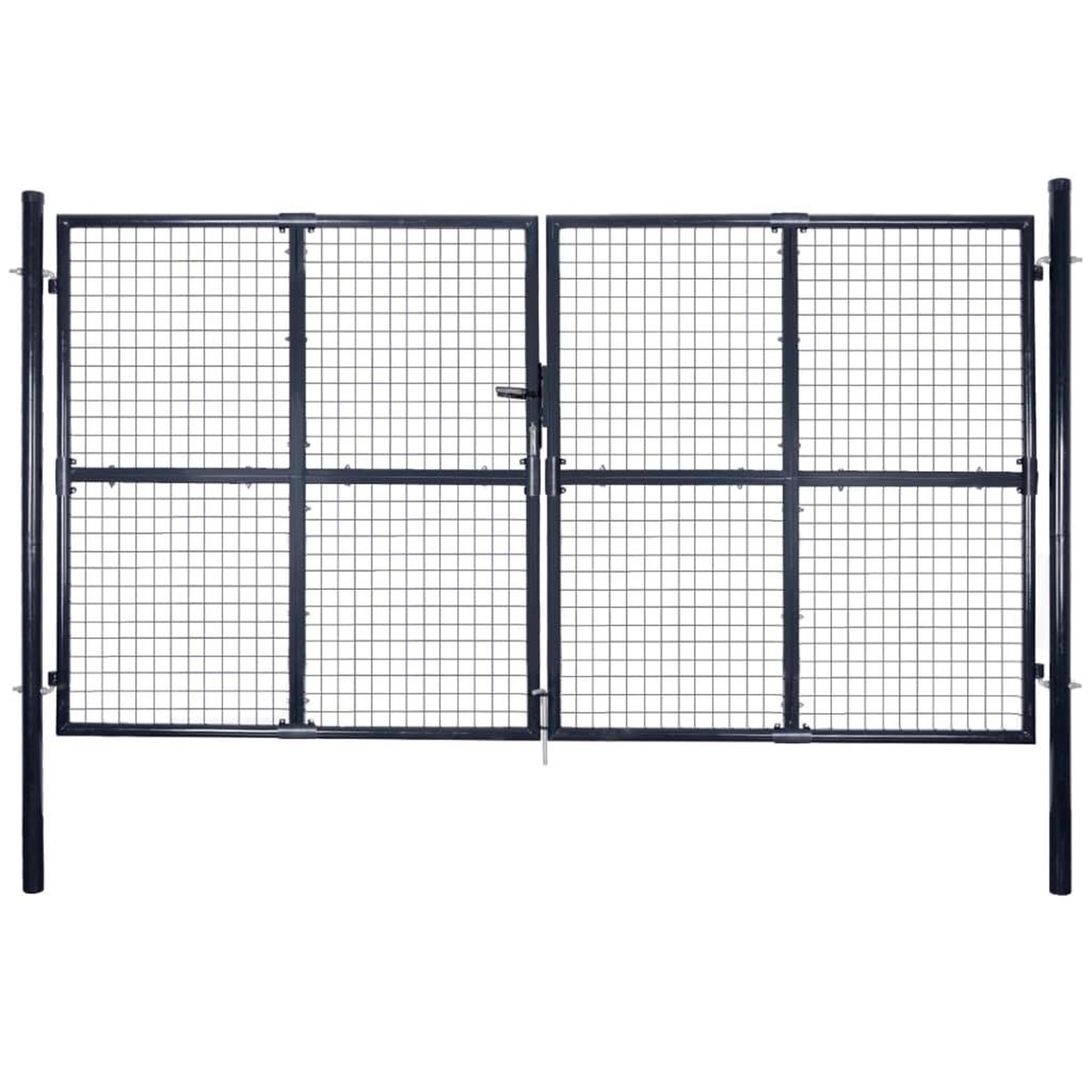 Voir la diapositive 1 : VIDAXL Portail en maille de jardin Acier galvanise 289x200 cm Gris