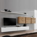 Paris Prix Ensemble Meuble TV  Switch Lamel VII  340cm Blanc & Naturel