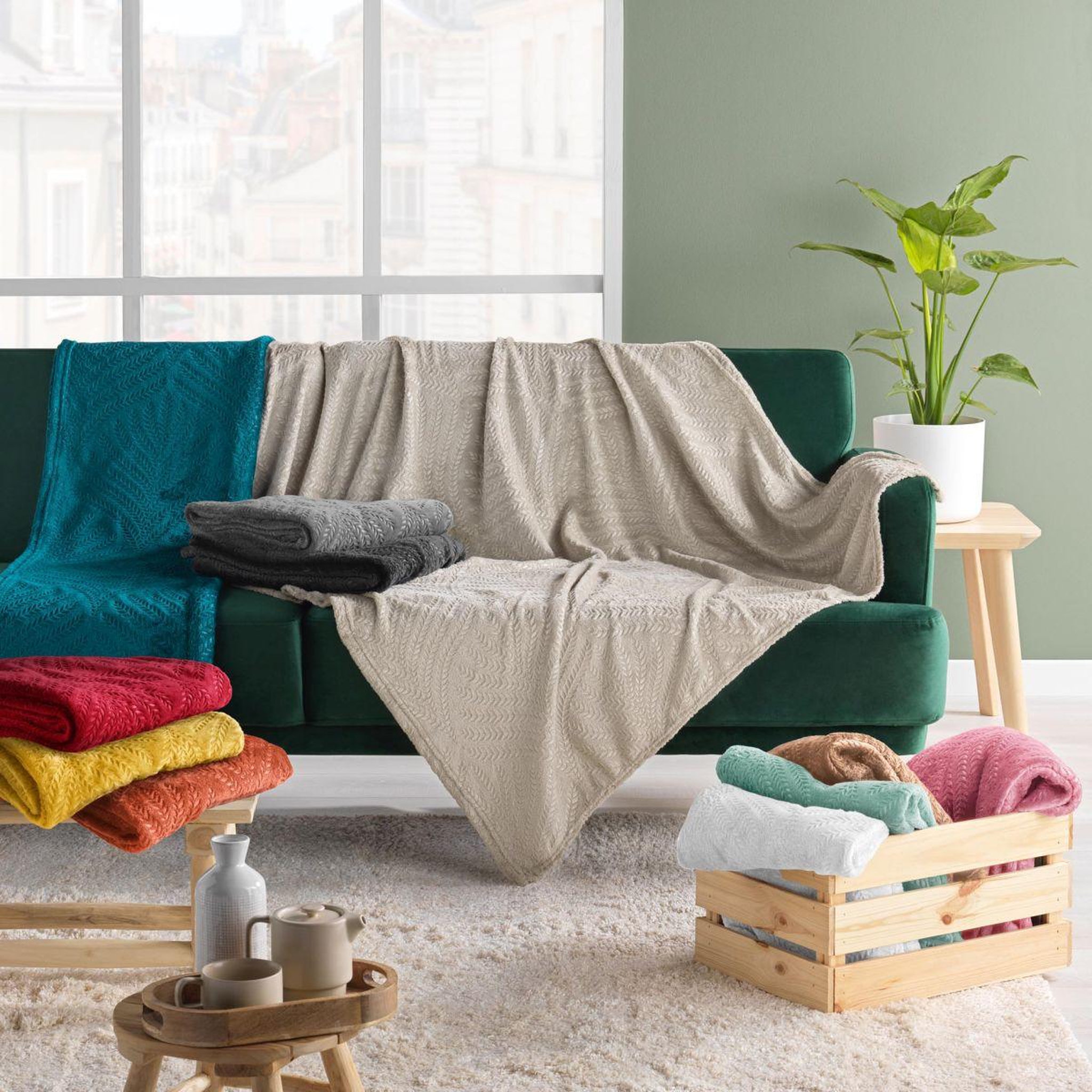 Voir la diapositive 5 : Douceur d'Intérieur Plaid uni en flanelle  nelia  125x150cm noir