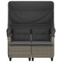 Voir la diapositive 5 : VIDAXL Canape de jardin 2 places avec auvent et tabourets gris rotin