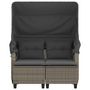 Voir la diapositive 5 : VIDAXL Canape de jardin 2 places avec auvent et tabourets gris rotin