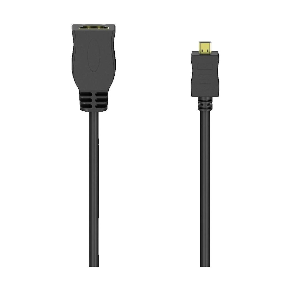 Hama Adaptateur HDMI Hama 00205168 – Micro HDMI mâle vers HDMI femelle, 10 cm, noir, 1080p