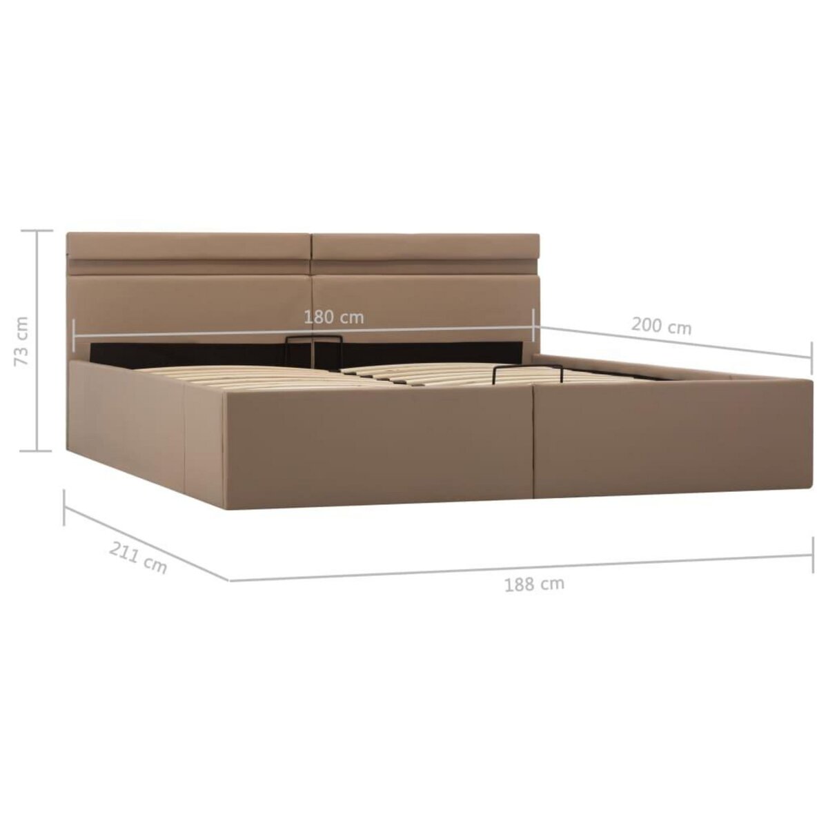 VIDAXL Cadre de lit a rangement hydraulique et LED 180x200 cm