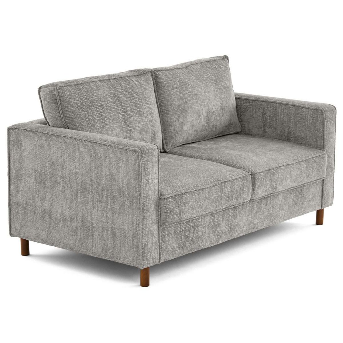 LISA DESIGN Jake - canapé droit 2 places en tissu velours relief - pieds en bois foncé