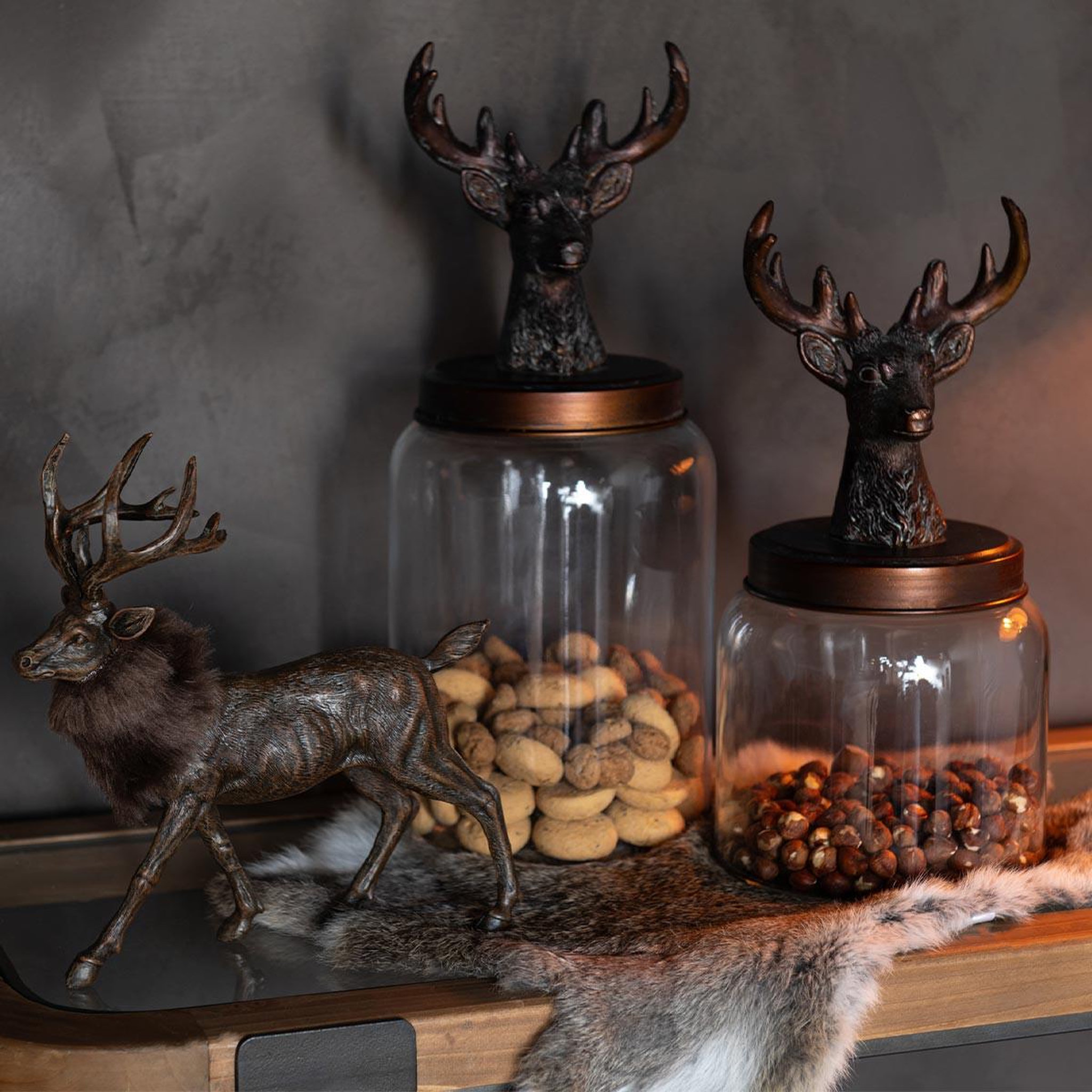 Voir la diapositive 4 : J-LINE Bocal en verre  cerf  39cm transparent