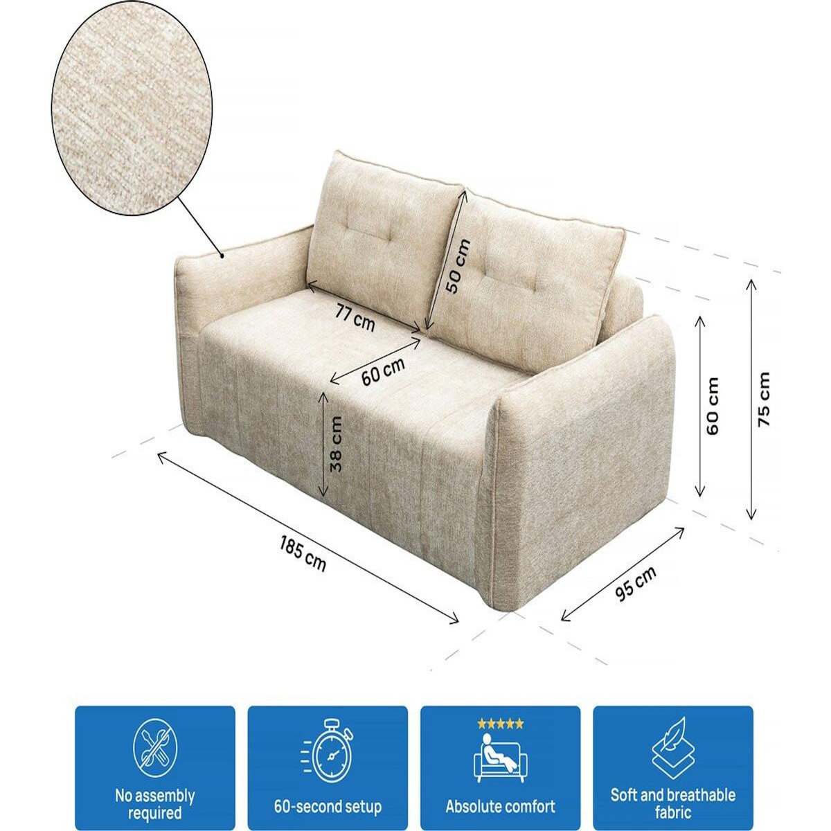 Habitat et Jardin Canapé droit en tissu texturé  Silvano  - 3 places - Beige