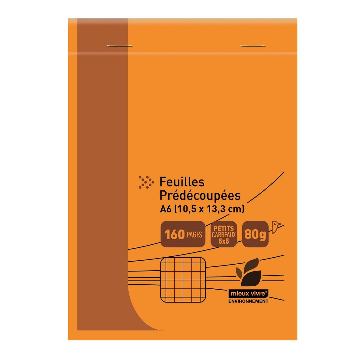 AUCHAN Bloc de bureau 10.5X14.8cm 160 pages petits carreaux 5x5