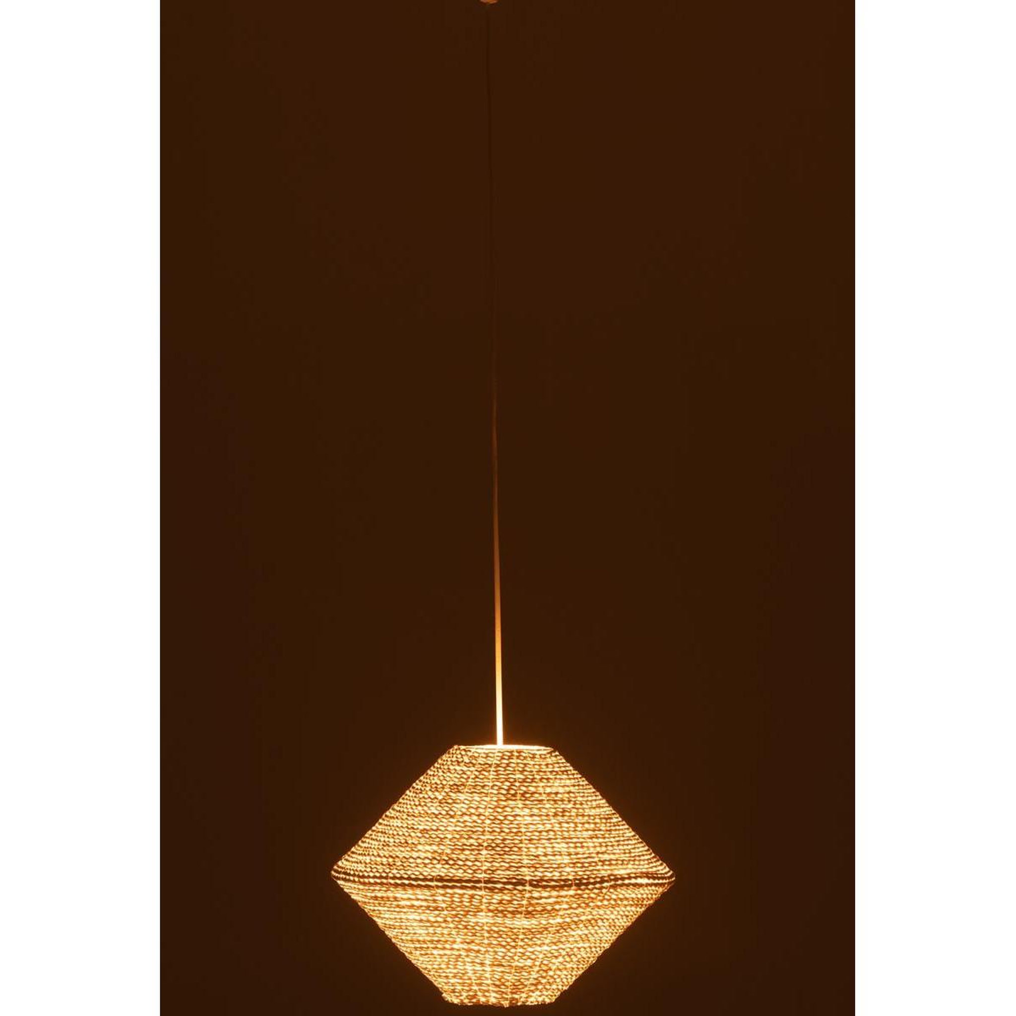 Voir la diapositive 3 : J-LINE Lampe suspension en raphia  soucoupe  35cm blanc