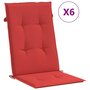 VIDAXL Coussins de chaise de jardin dossier haut lot de 6 rouge tissu