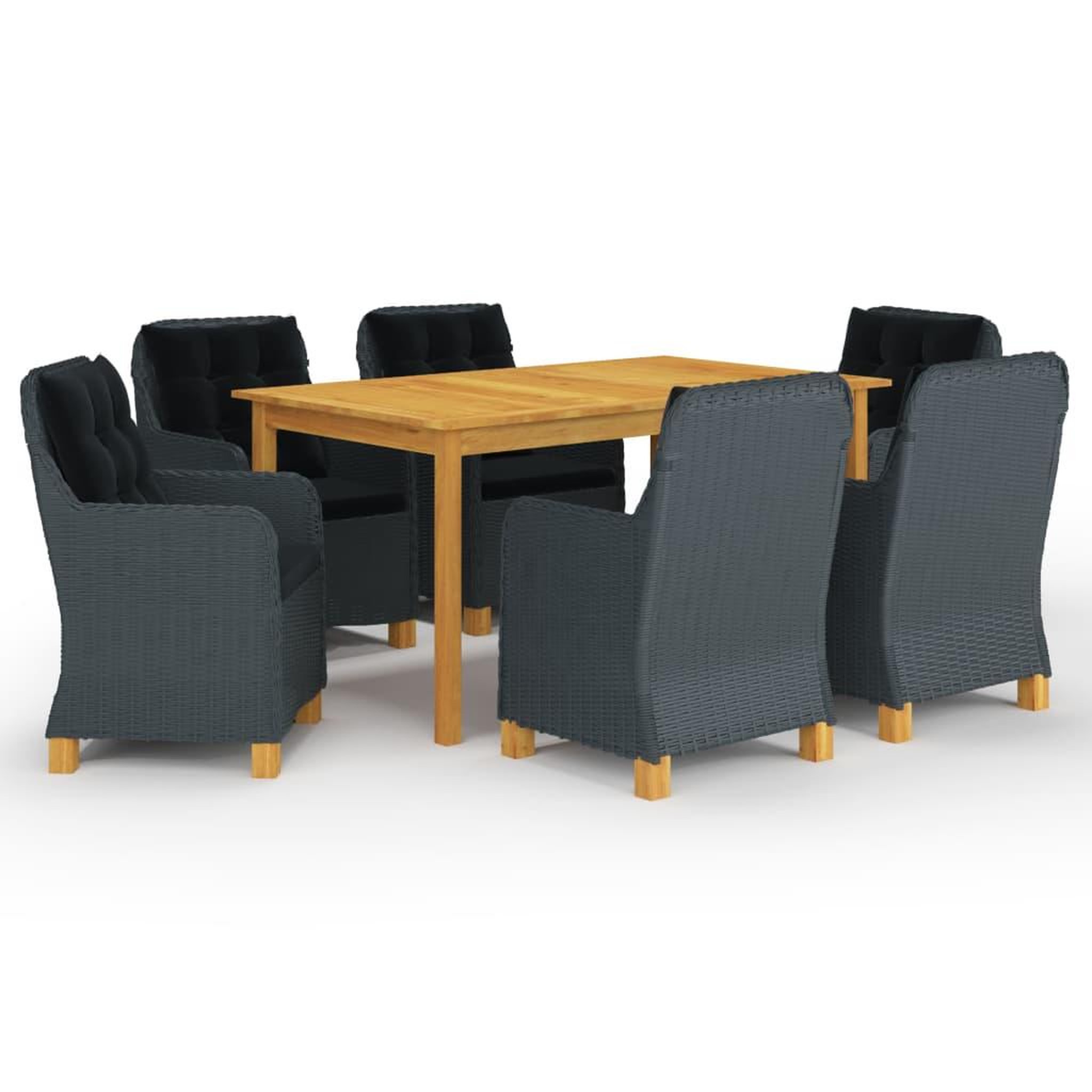 Voir la diapositive 1 : VIDAXL Ensemble a manger de jardin 7 pcs Gris fonce
