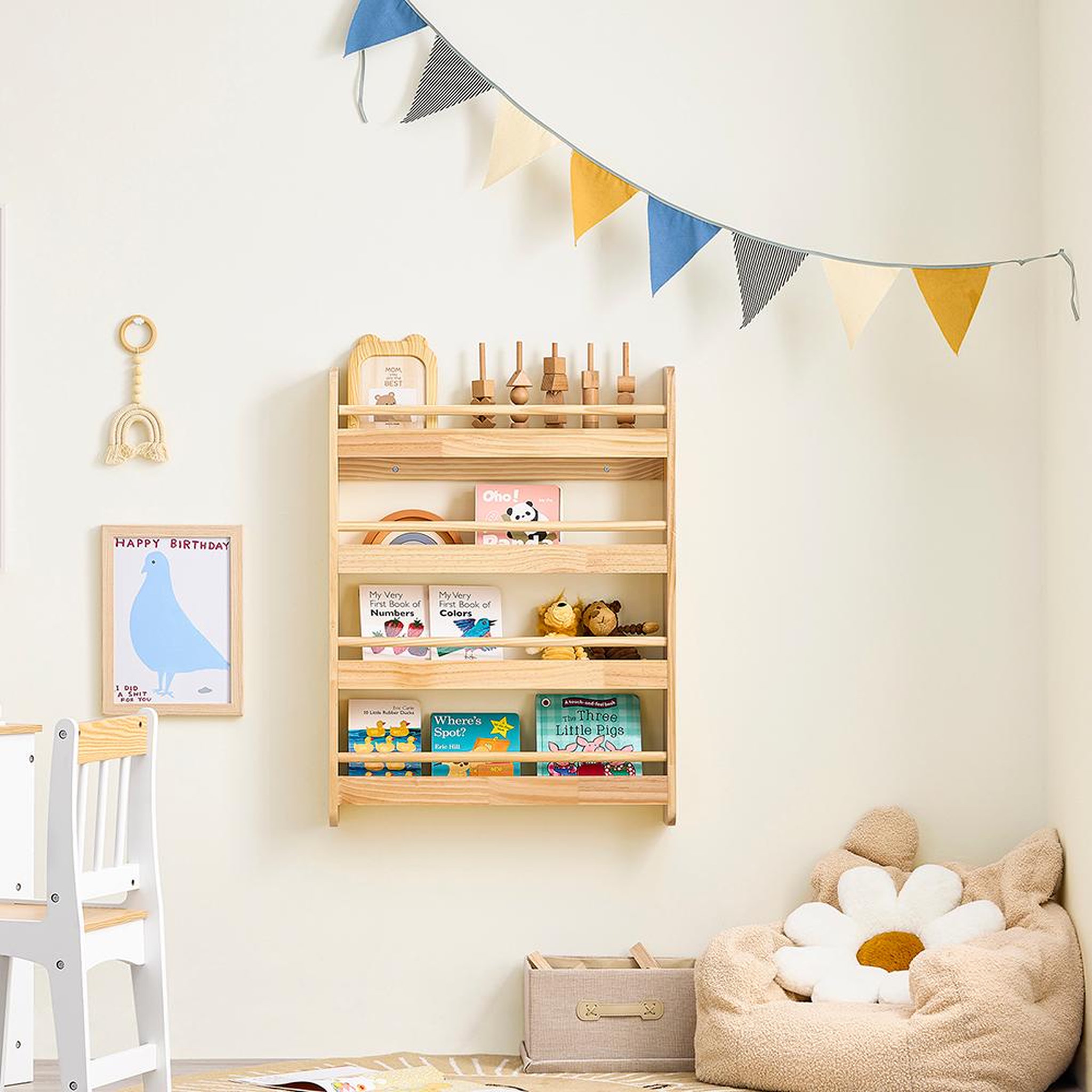 Voir la diapositive 5 : SOBUY SoBuy - Bibliothèque Enfant à 3 étagères - Nordique - KMB08-K