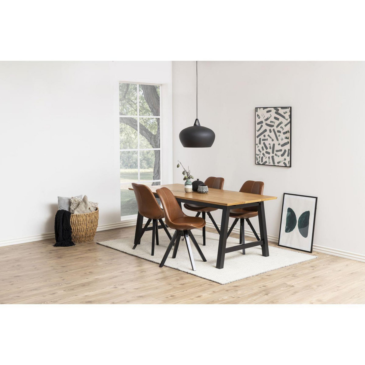 TOILINUX Lot de 2 Chaises de salle à manger Dona en tissu et bois d'Hévéa