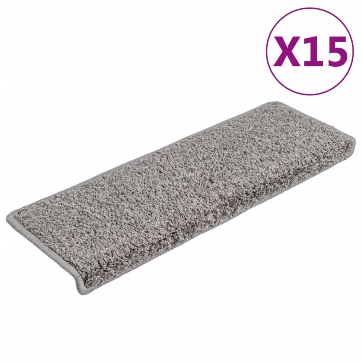 VIDAXL Tapis d'escalier 15 pcs 65x21x4 cm Gris