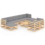 Voir la diapositive 2 : VIDAXL Salon de jardin 10 pcs avec coussins Bois de pin massif