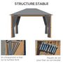 Voir la diapositive 6 : OUTSUNNY Pavillon de jardin style contemporain - barnum avec rideaux - dim. 3,97L x 2,97l x 2,8H m - alu. aspect bois polyester gris