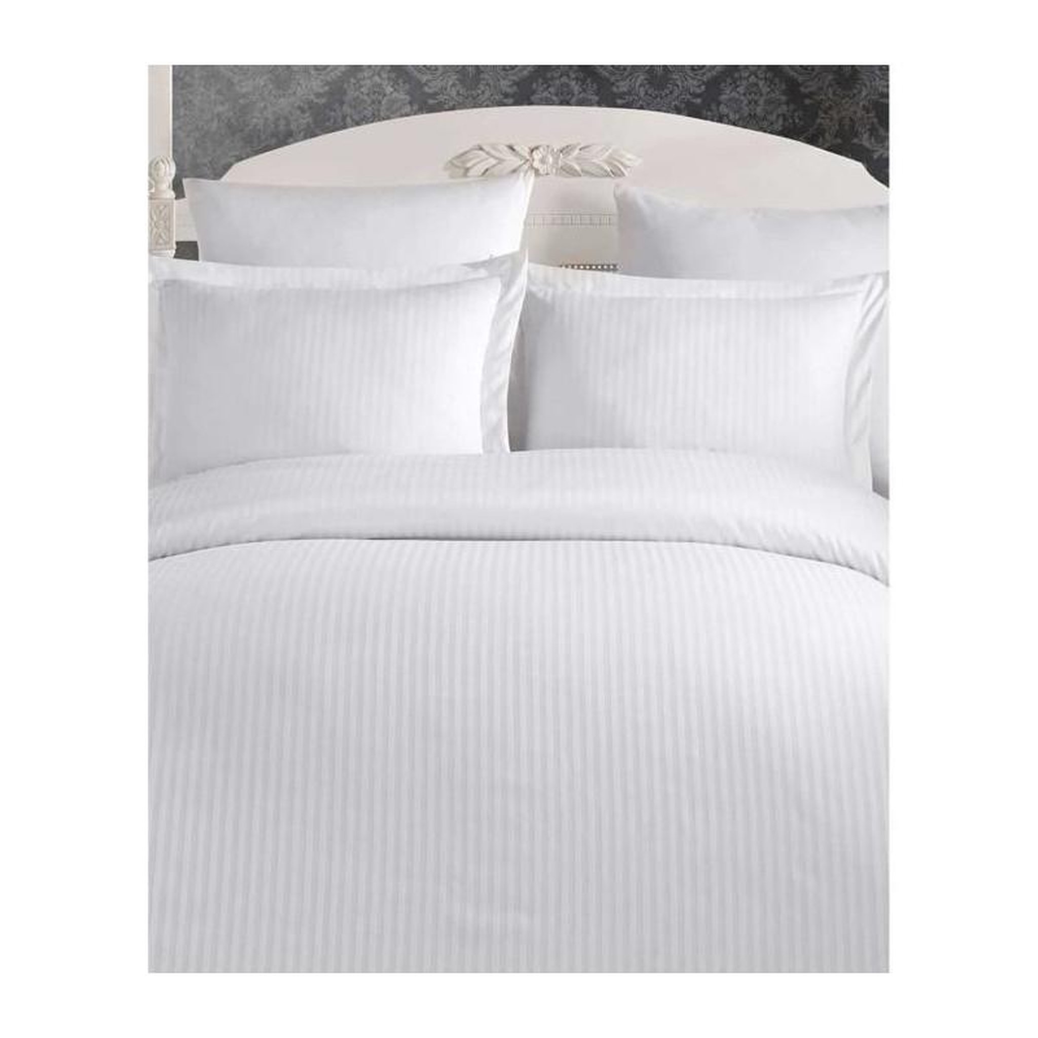 Voir la diapositive 3 : GENERIQUE Parure de lit - 129CTN63618 - 1 housse de couette 220 x 240 cm + 2 taies d'oreiller 60 x 60 cm - Satiné 100% coton - Blanc