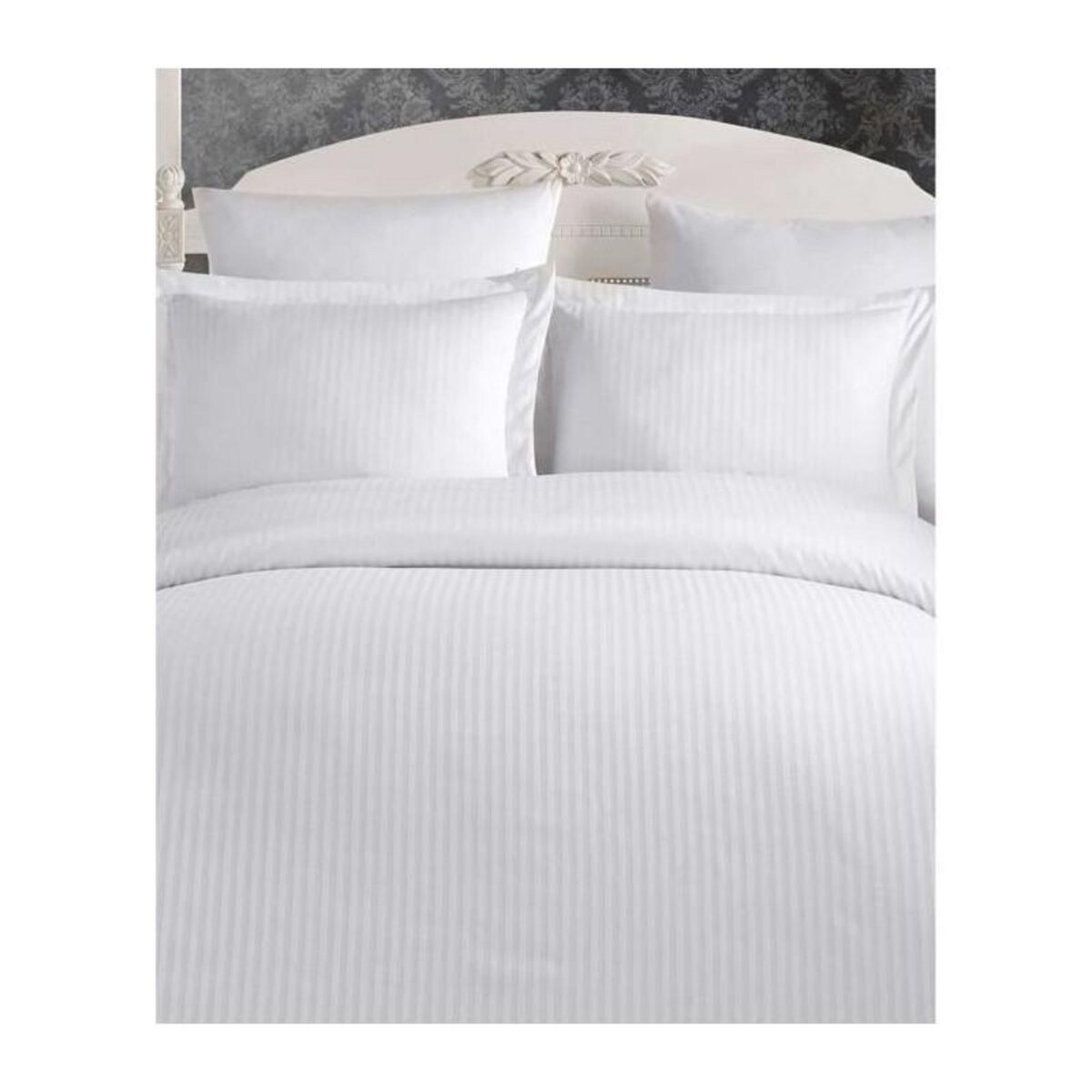 GENERIQUE Parure de lit - 129CTN63618 - 1 housse de couette 220 x 240 cm + 2 taies d'oreiller 60 x 60 cm - Satiné 100% coton - Blanc