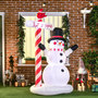 Voir la diapositive 4 : OUTSUNNY Bonhomme de neige gonflable avec pancarte 3 LED, décoration gonflable de Noël pour l'extérieur et l'intérieur, hauteur 213 cm, polyester imperméable, blanc
