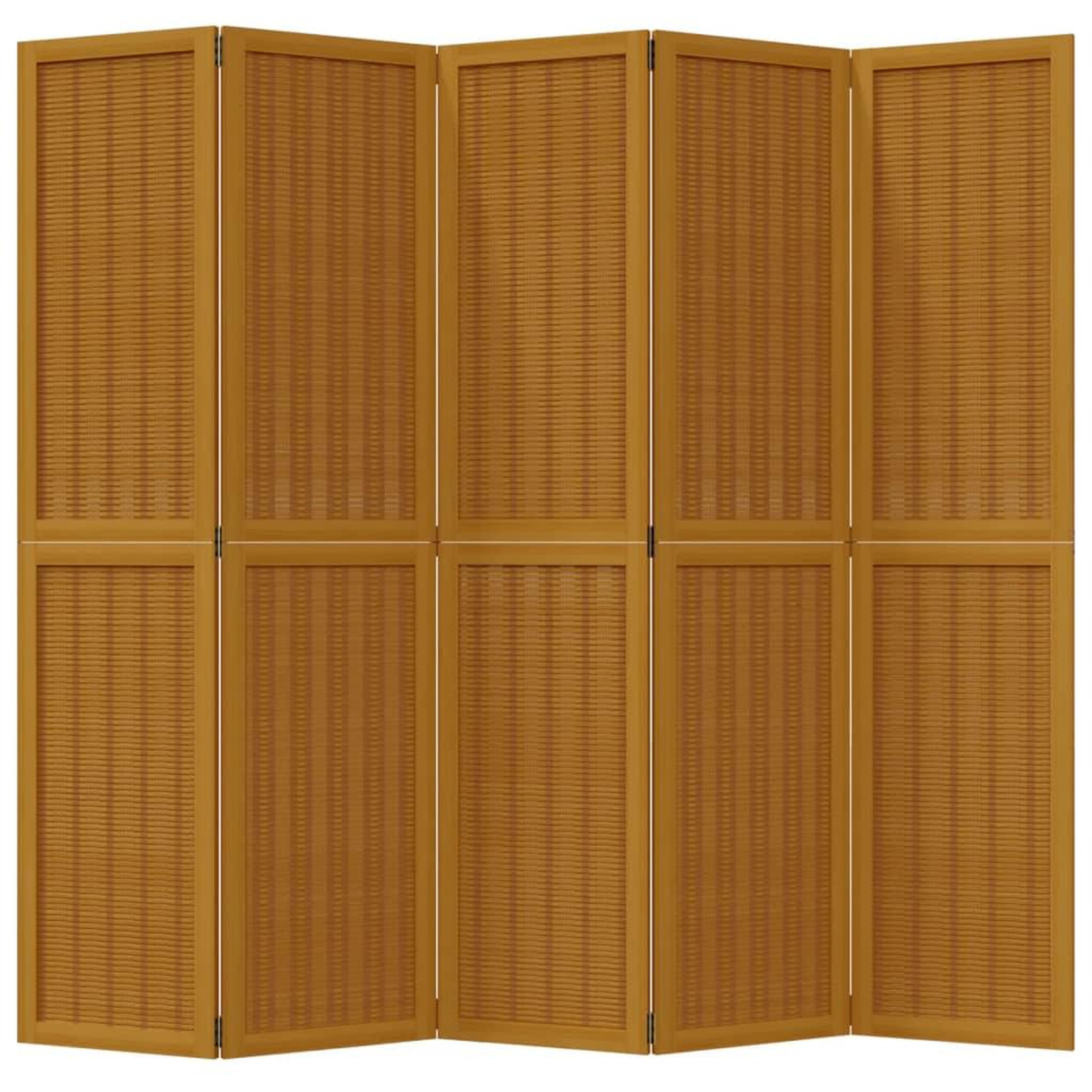 Voir la diapositive 4 : VIDAXL Cloison de separation 5 panneaux marron bois paulownia massif