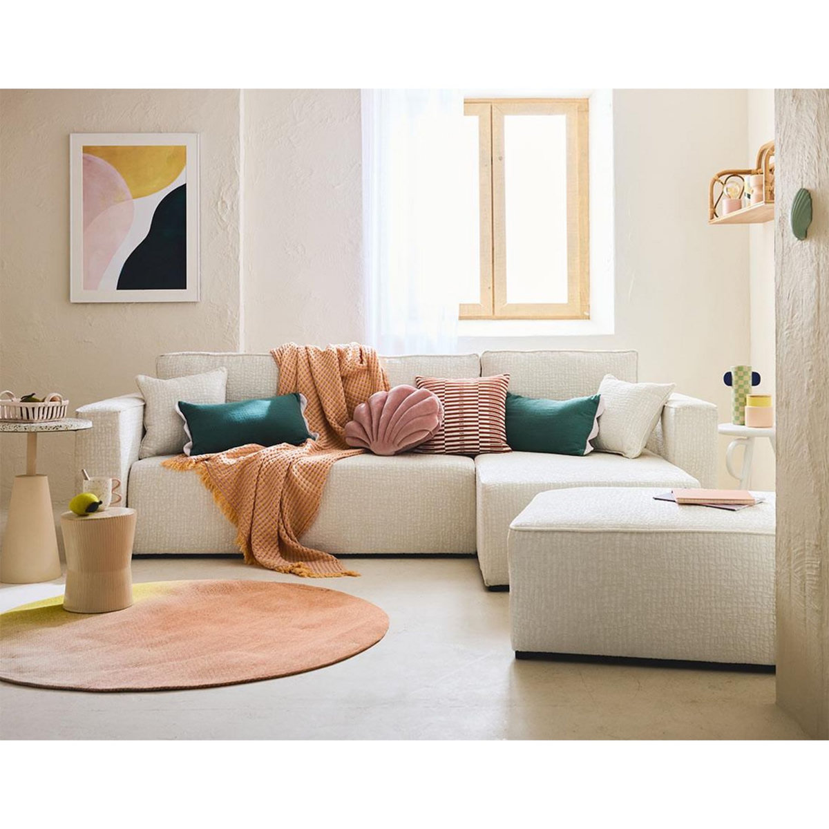 BEST MOBILIER Topaze - canapé d'angle réversible - 4 places - convertible avec coffre - en tissu velours relief