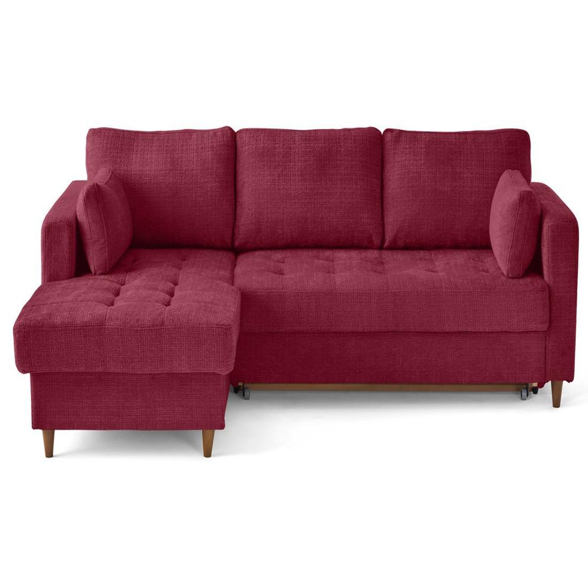 Voir la diapositive 1 : BEST MOBILIER Anna - canapé d'angle gauche 4 places convertible avec coffre en velours texturé