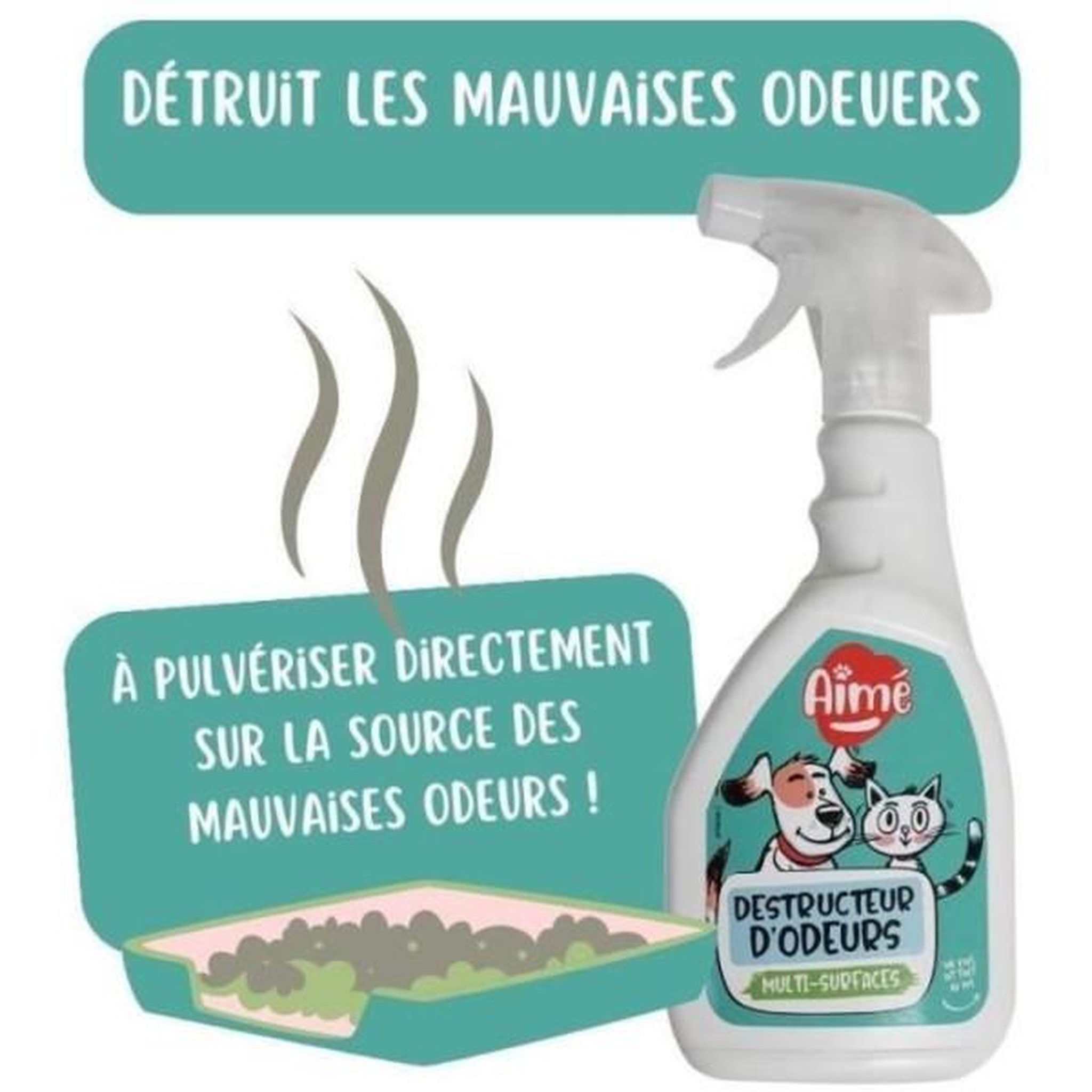 Voir la diapositive 3 : MARKET24 Spray anti-odeurs animaux - aimé - sdestruct'odeur pour chat ou rongeur - 500 ml - parfum muguet