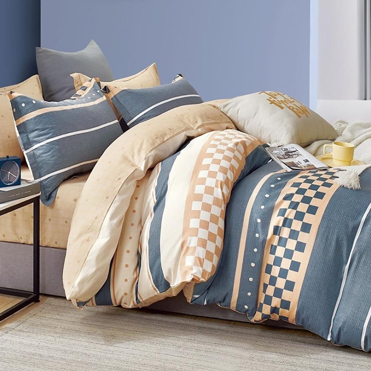 Home collection Parure housse de couette 100 % percale de coton 80 fils Rayvan