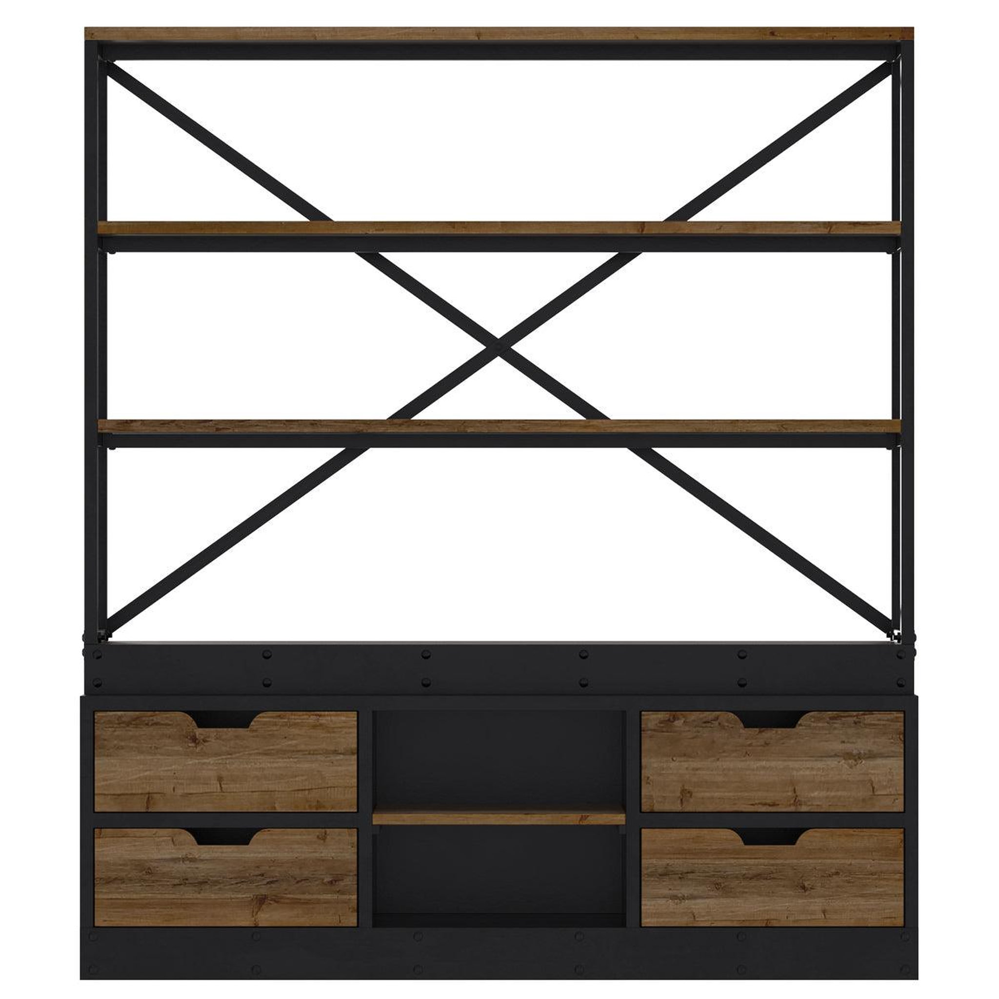MAISON PAVANE Bibliothèque 160 cm en bois et métal-goa