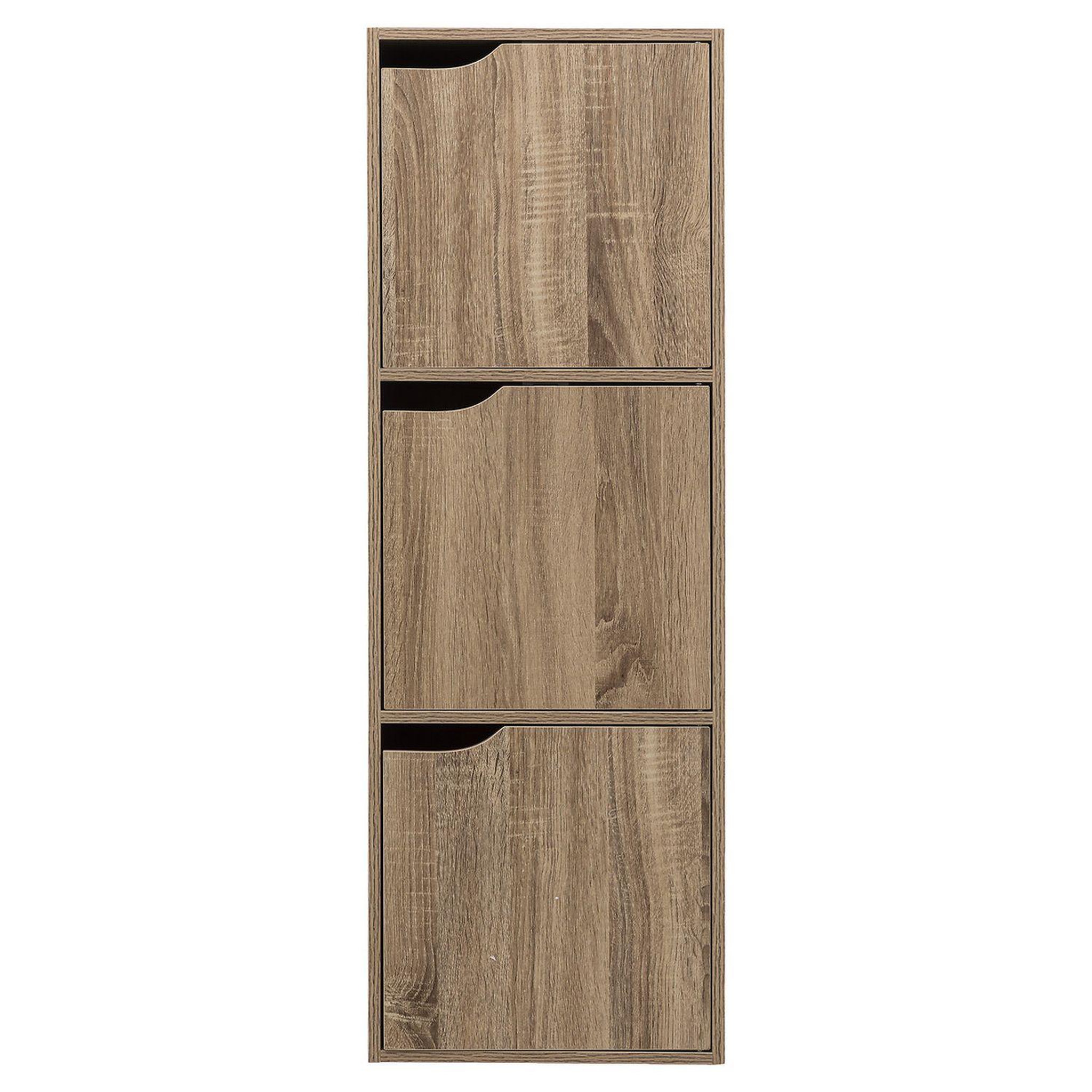 Voir la diapositive 3 : FIVE Etagère 3 cases de rangement avec portes mix n' modul - longueur 34,50 cm x hauteur 100,50 cm - marron