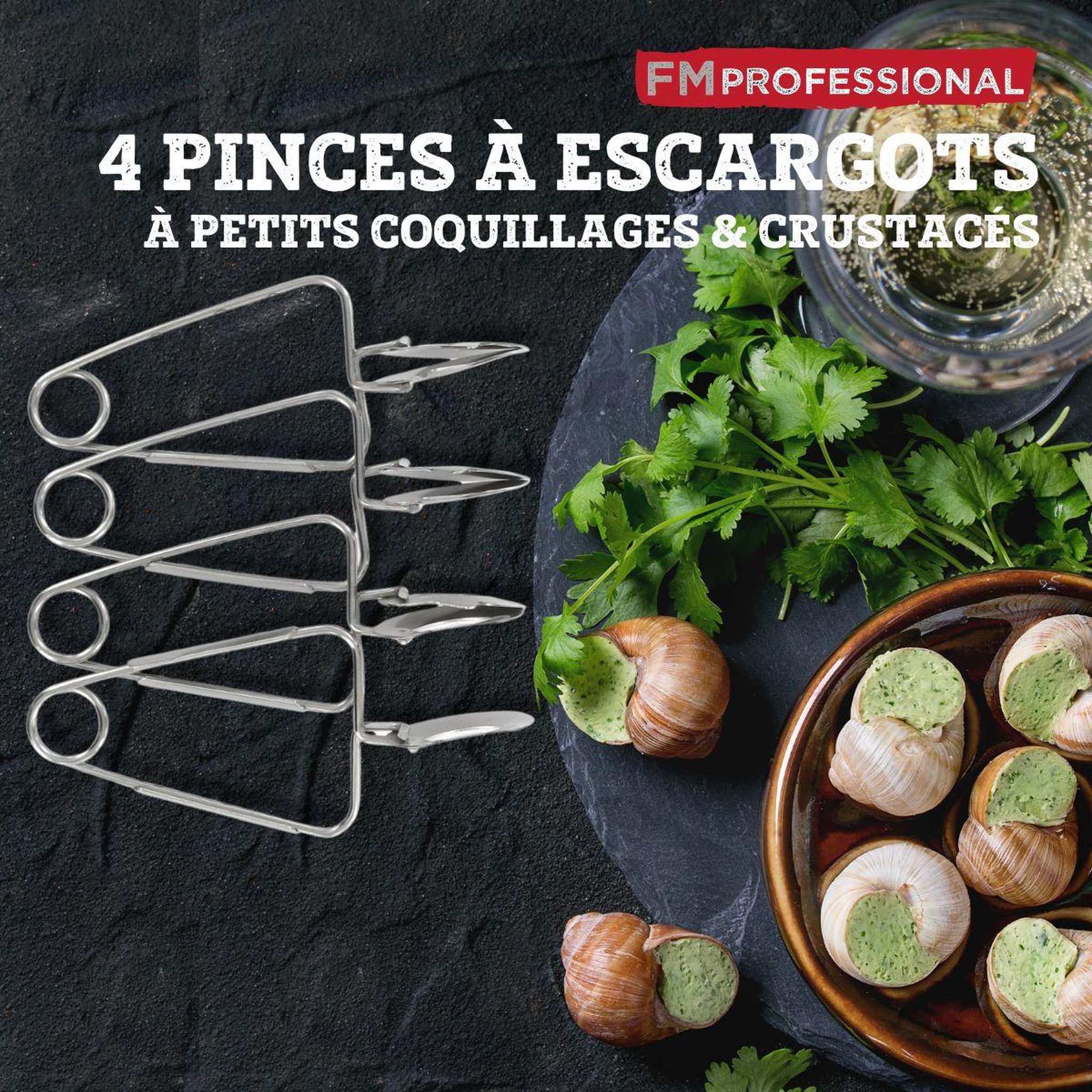 Voir la diapositive 2 : FM PROFESSIONAL Lot de 4 pinces à escargot FM Professional