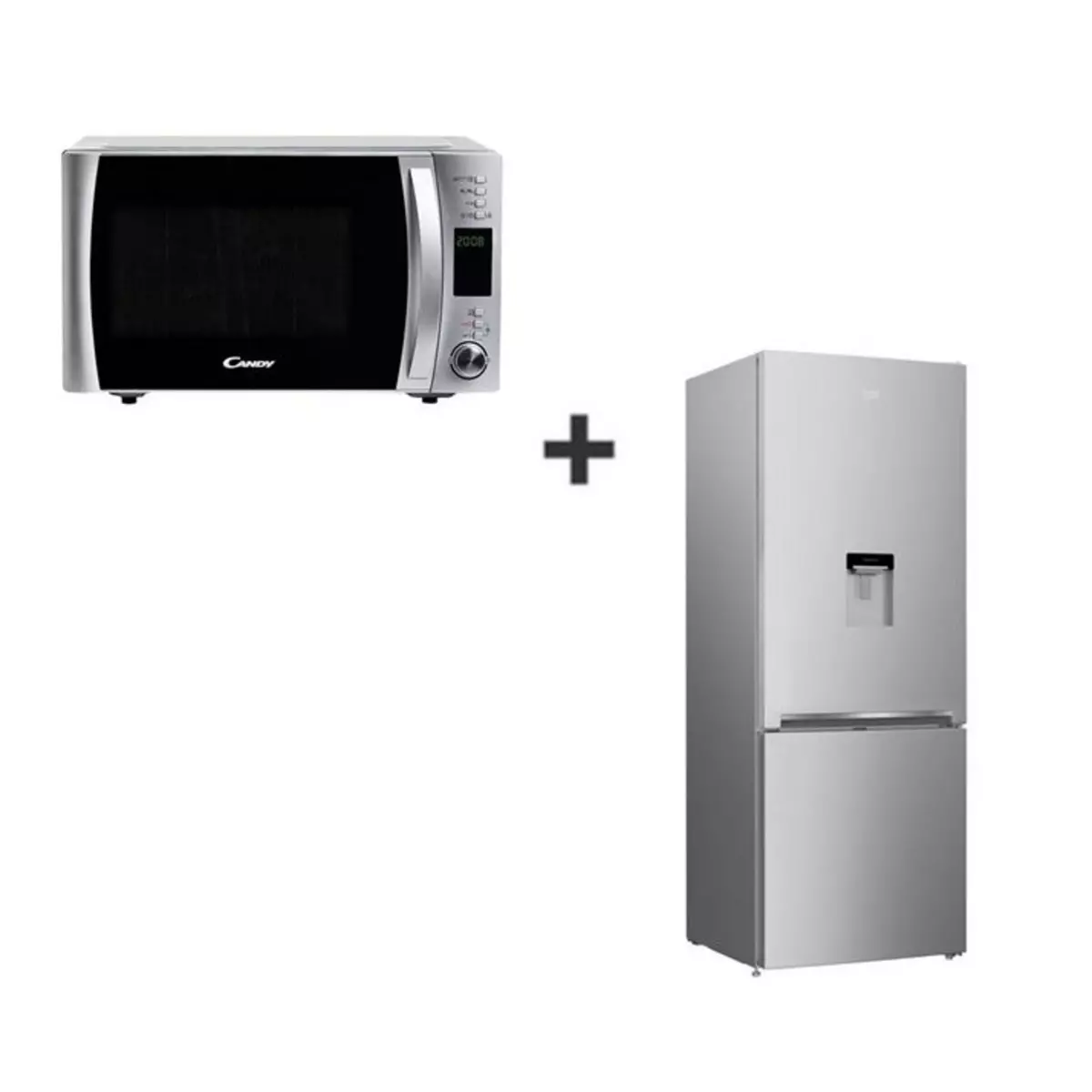 BEKO Réfrigérateur combiné CRCSE460K20DS, 464 L, Froid statique MinFrost + CANDY Micro-ondes Gril CMXG 30DS