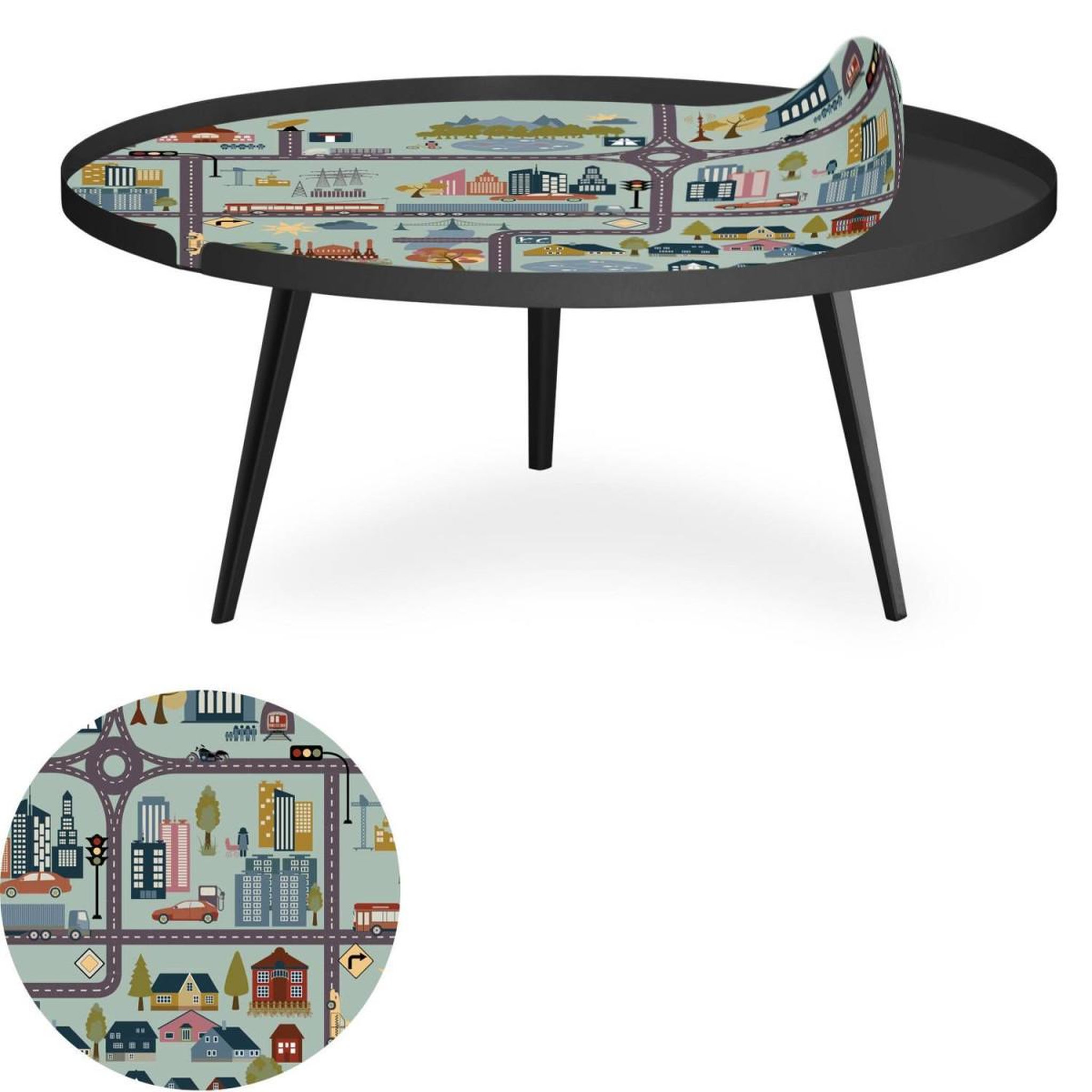 Voir la diapositive 4 : Paris Prix Table basse à rebord 1 cover  city  90cm noir