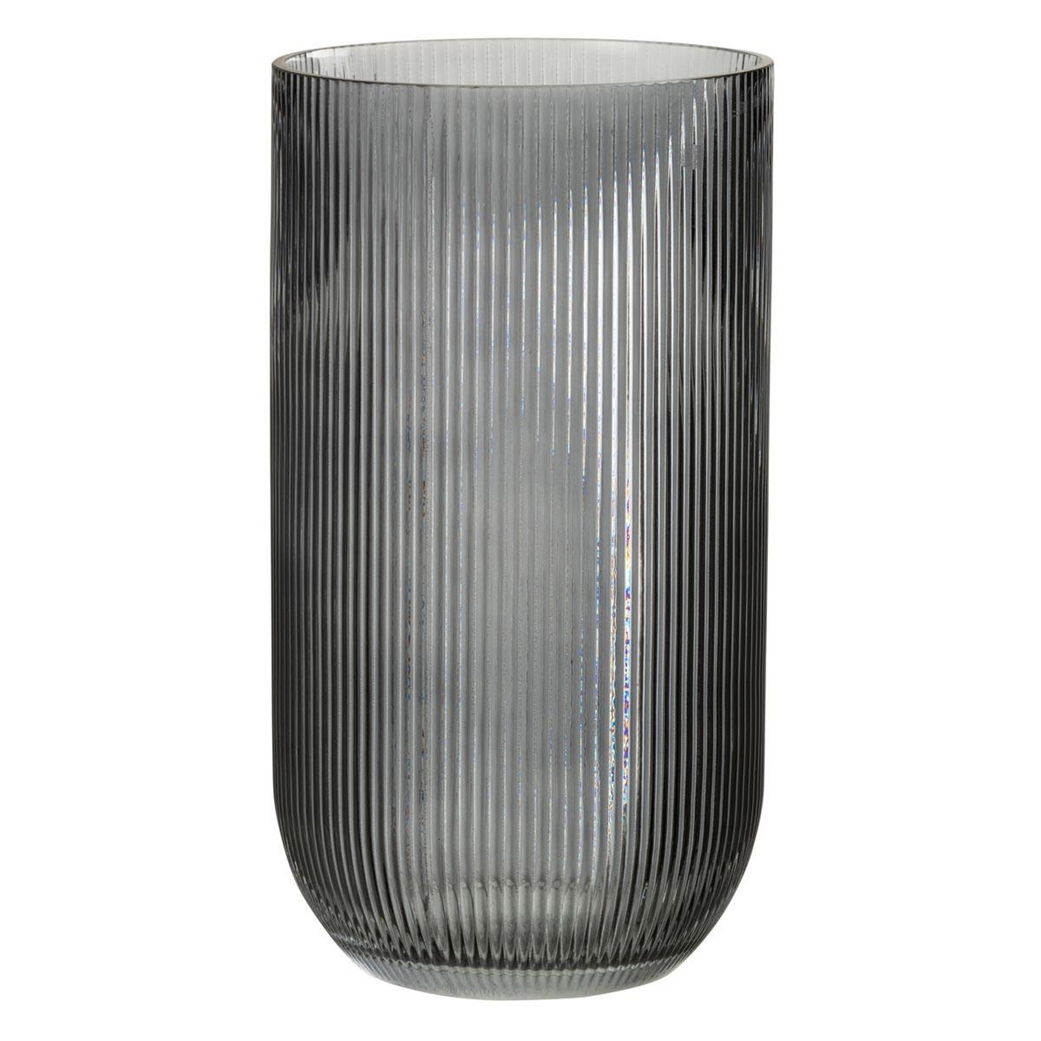 J-LINE Vase design en verre  ligné  30cm noir